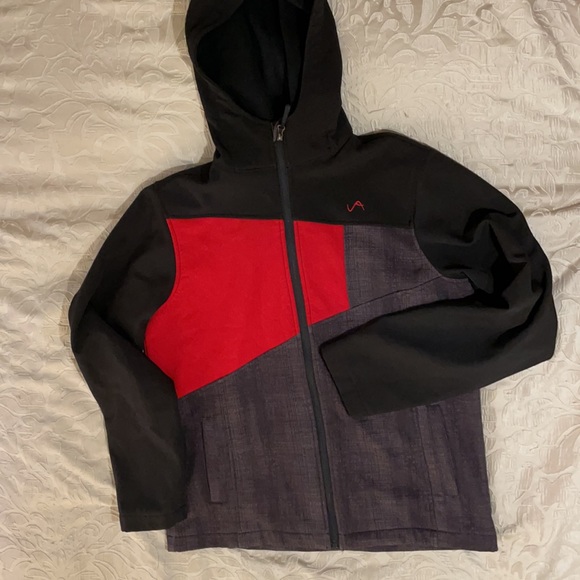 Vertical ‘9 SZ XL (18-20) Women’s Zip Front Lightweight Black/Red Hooded Jacket - Picture 13 of 14